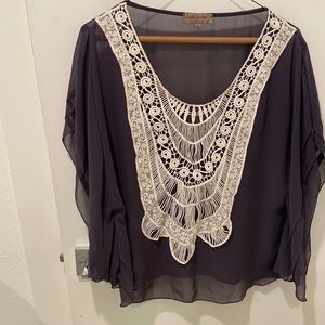 Lace front blouse